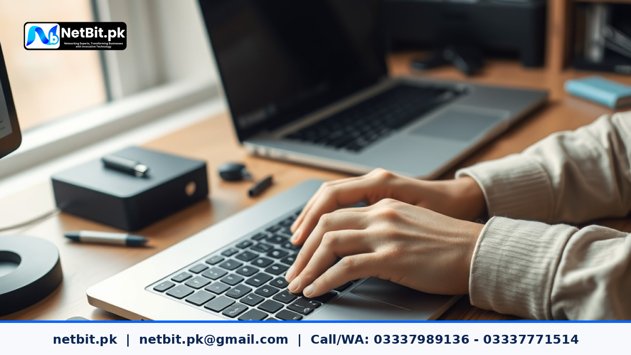Software developer analyzing automated AI agent workflows on a laptop in an office environment