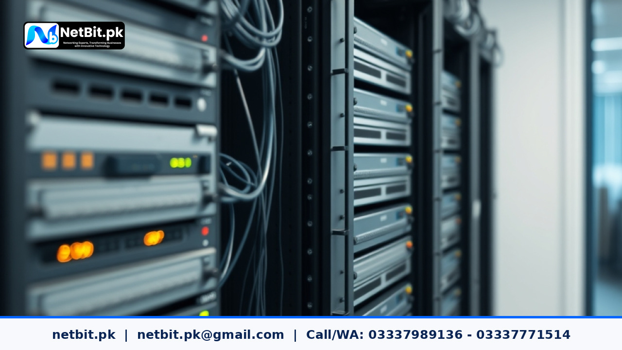 Server room hardware and networking equipment managed by IT professionals