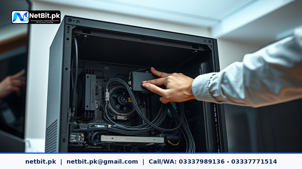 Computer system hardware diagnostic inspection in a clean office workstation setup | NetBit Software House and Technology | netbit.pk