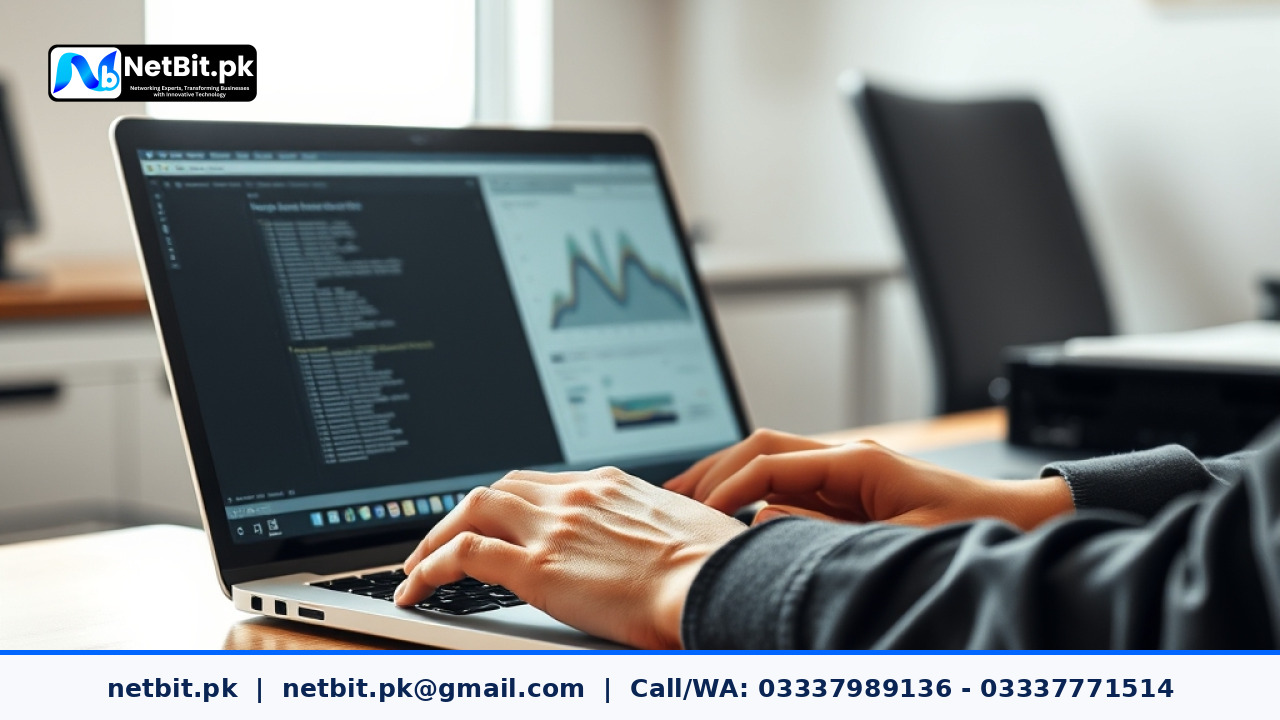 Professional designer working on brand identity vectors on a workstation