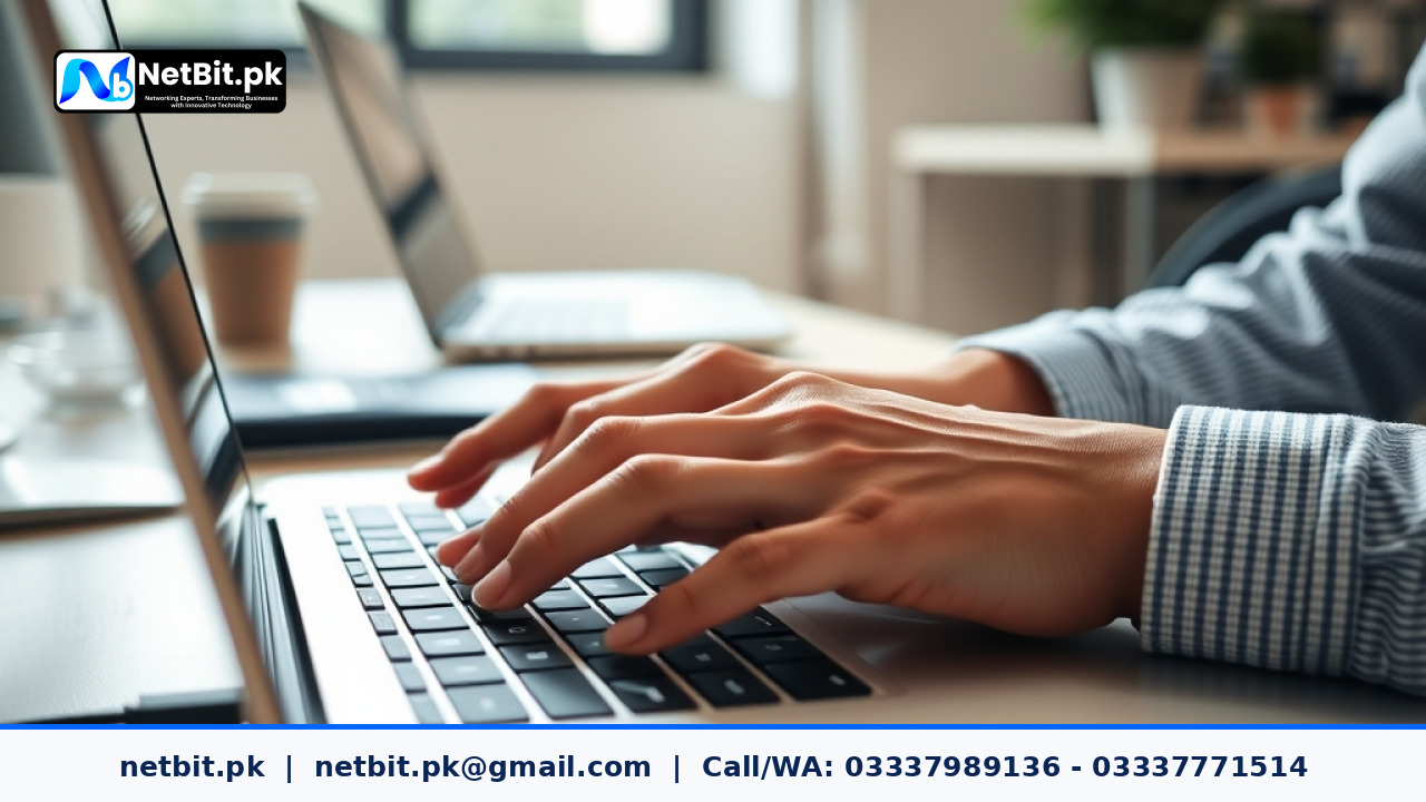 Professional developer working on web application code on a laptop