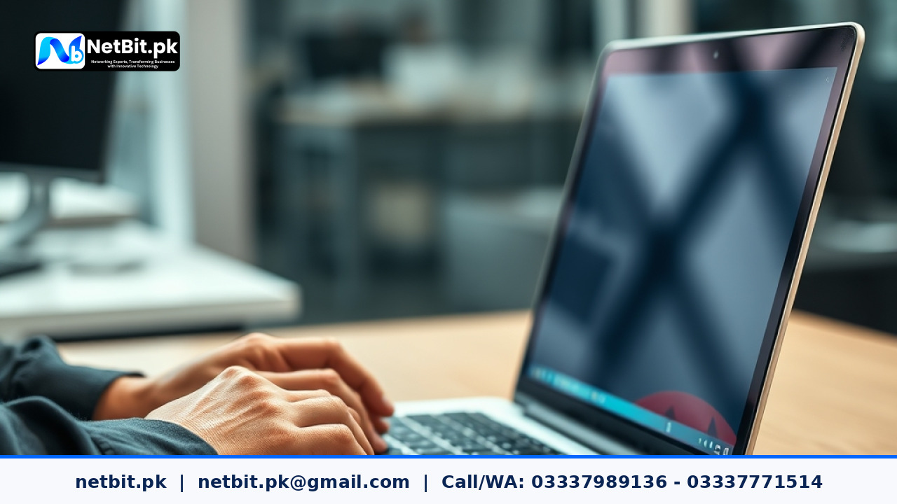 IT technician working on server configuration and software deployment in an office | NetBit Software House and Technology | netbit.pk