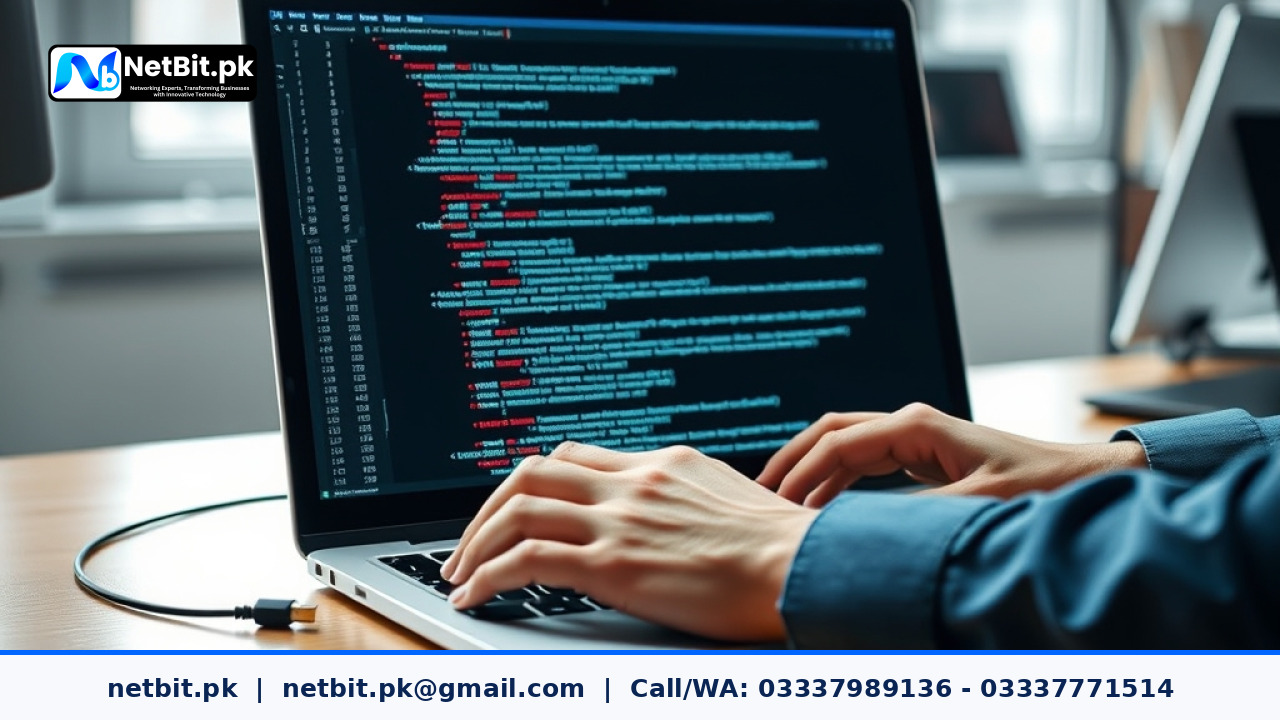 Developer testing web application performance on a modern laptop