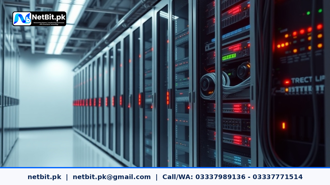Linux server rack in a modern technology datacenter environment