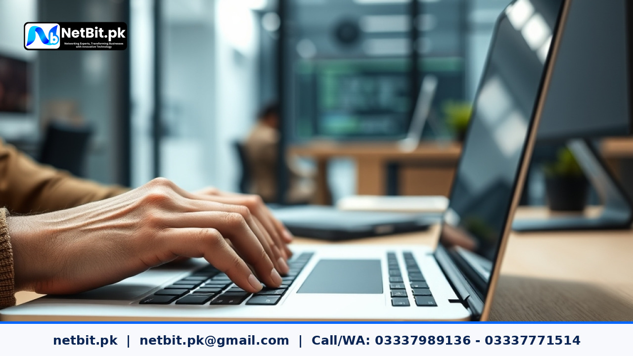 Technical engineer managing software deployment scripts on a dual-monitor workstation | NetBit Software House and Technology | netbit.pk