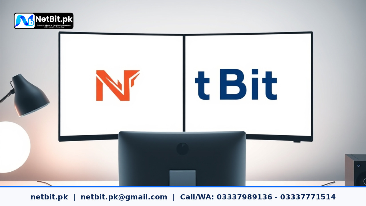 A designer working on vector graphic assets and brand guidelines on a modern dual-monitor workstation.