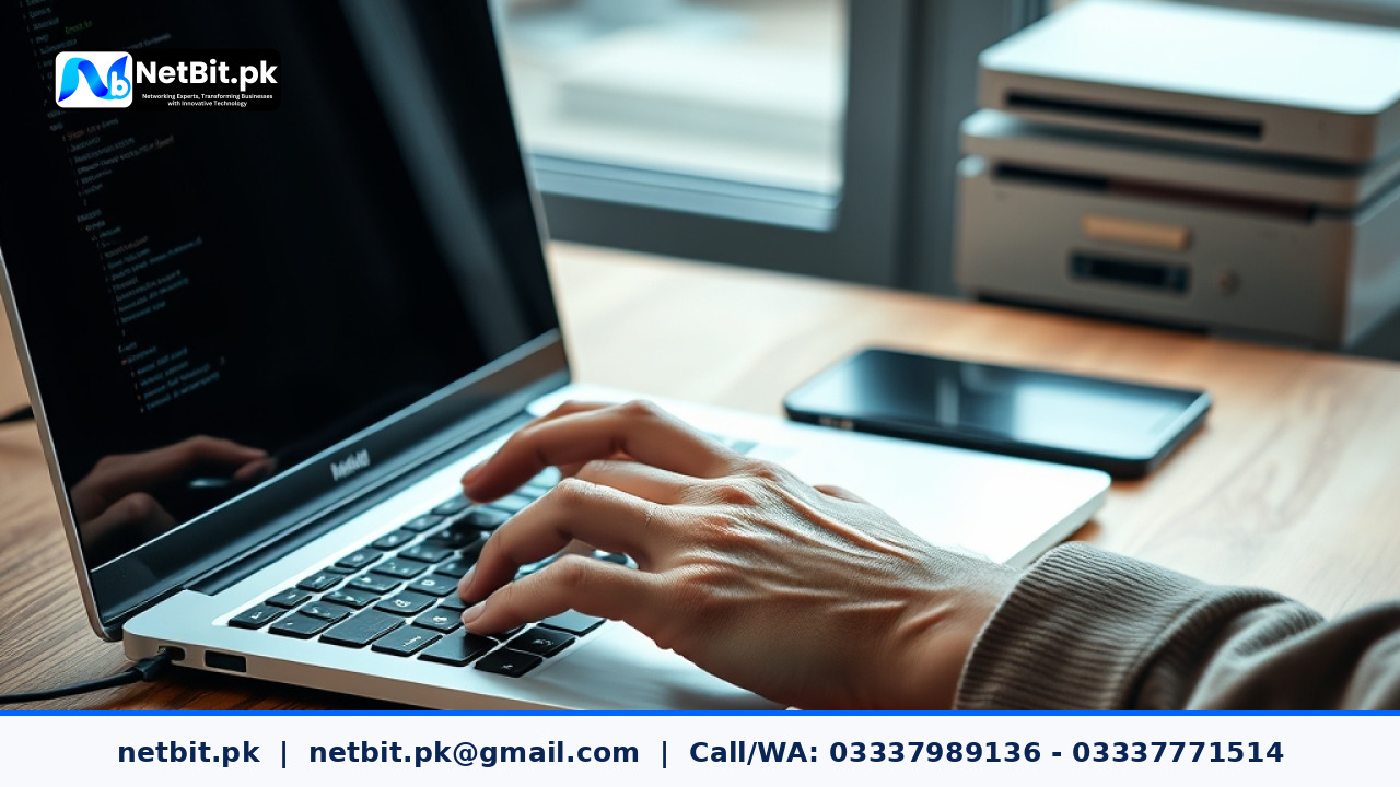 Web developer working on application performance and code optimization in an office | NetBit Software House and Technology | netbit.pk
