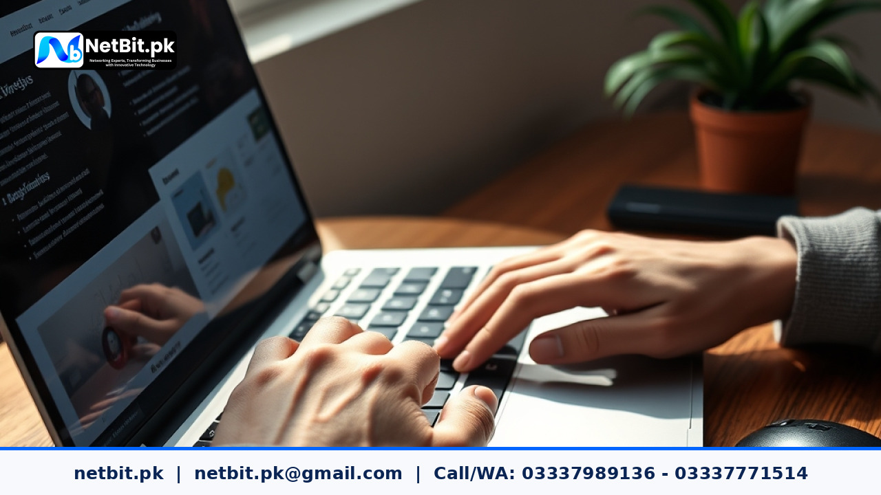 Close-up of a web designer testing input validation forms on a modern laptop display | NetBit Software House and Technology | netbit.pk