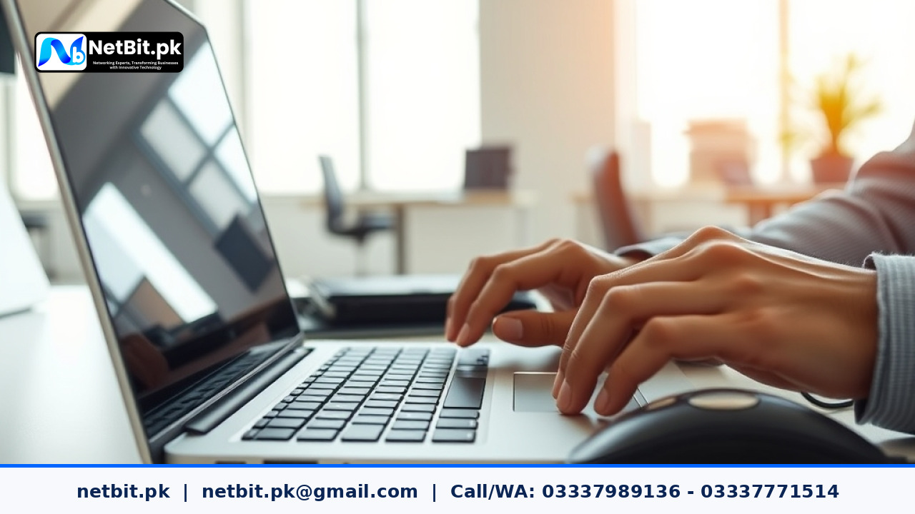 Software developer working on backend database code on dual monitors in a modern office | NetBit Software House and Technology | netbit.pk