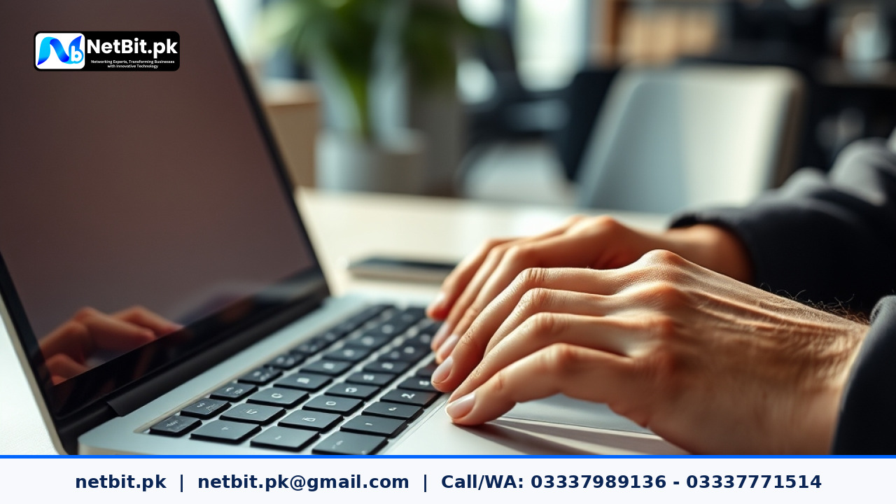 Developer working on database optimization on a modern laptop | NetBit Software House and Technology | netbit.pk