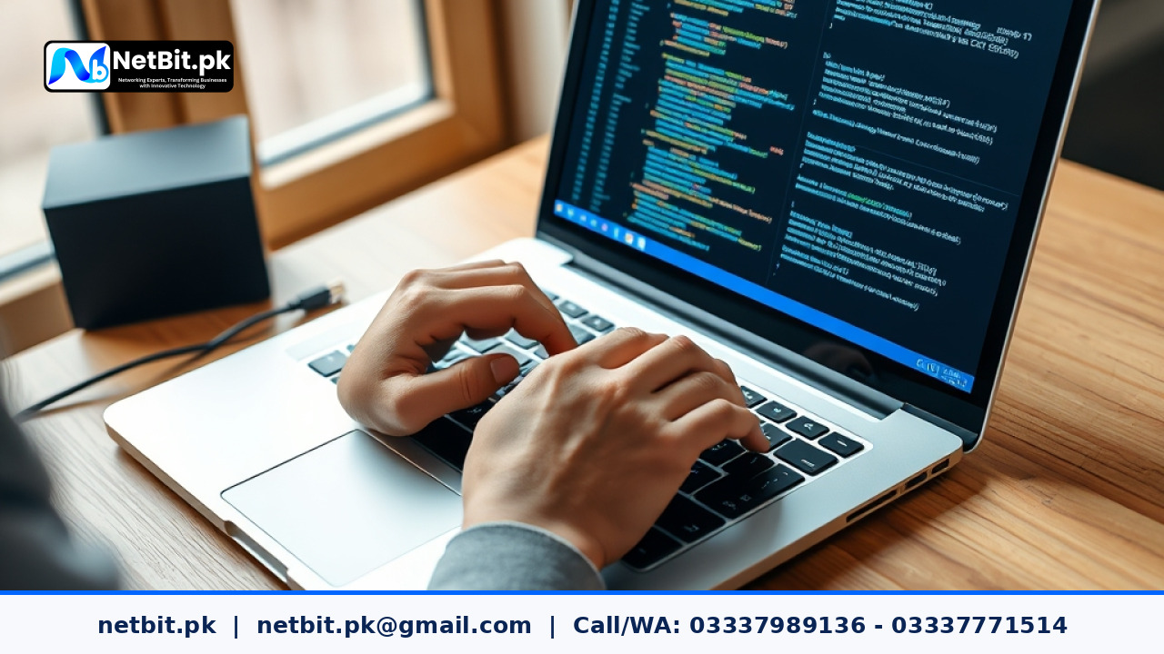 Software developer analyzing database queries and managing locks on a dual-monitor workstation | NetBit Software House and Technology | netbit.pk