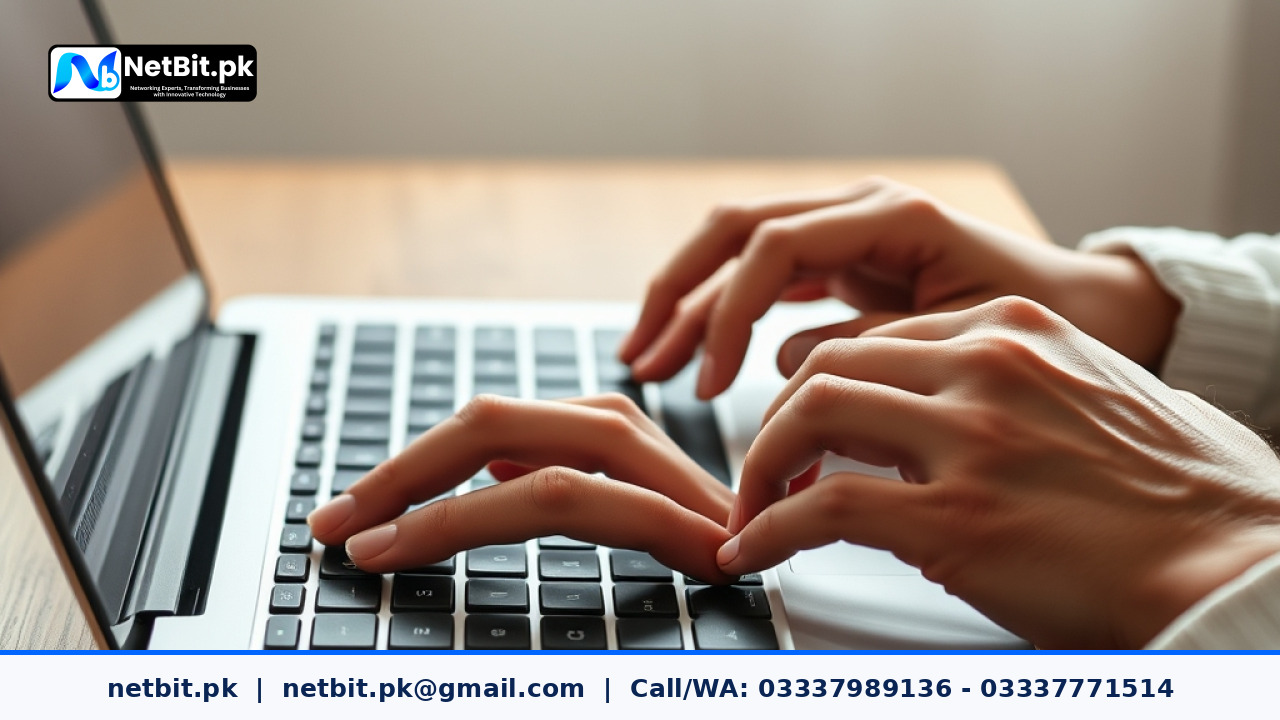 A developer working on software deployment configurations on a modern laptop in an office workspace | NetBit Software House and Technology | netbit.pk