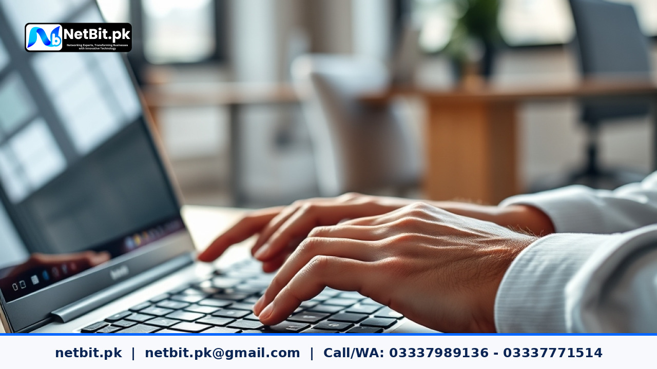 Developer managing secure configuration files on a laptop in an office | NetBit Software House and Technology | netbit.pk