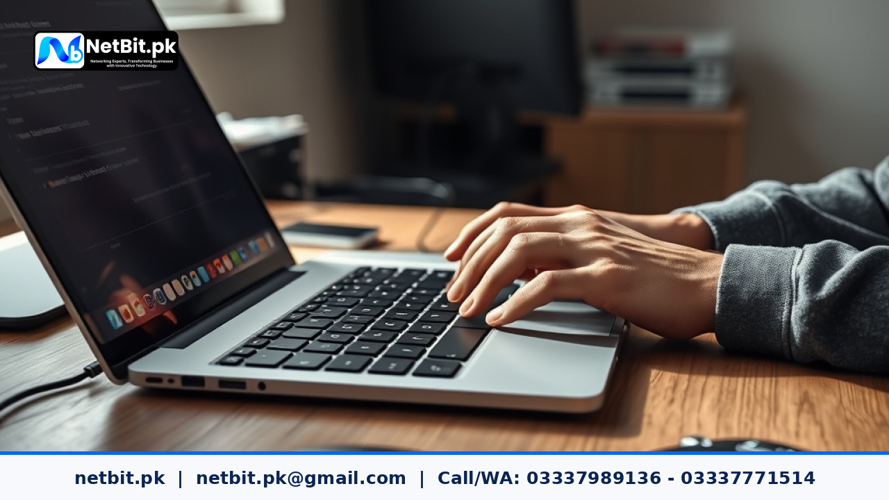Professional developer working on website optimization at an office desk | NetBit Software House and Technology | netbit.pk