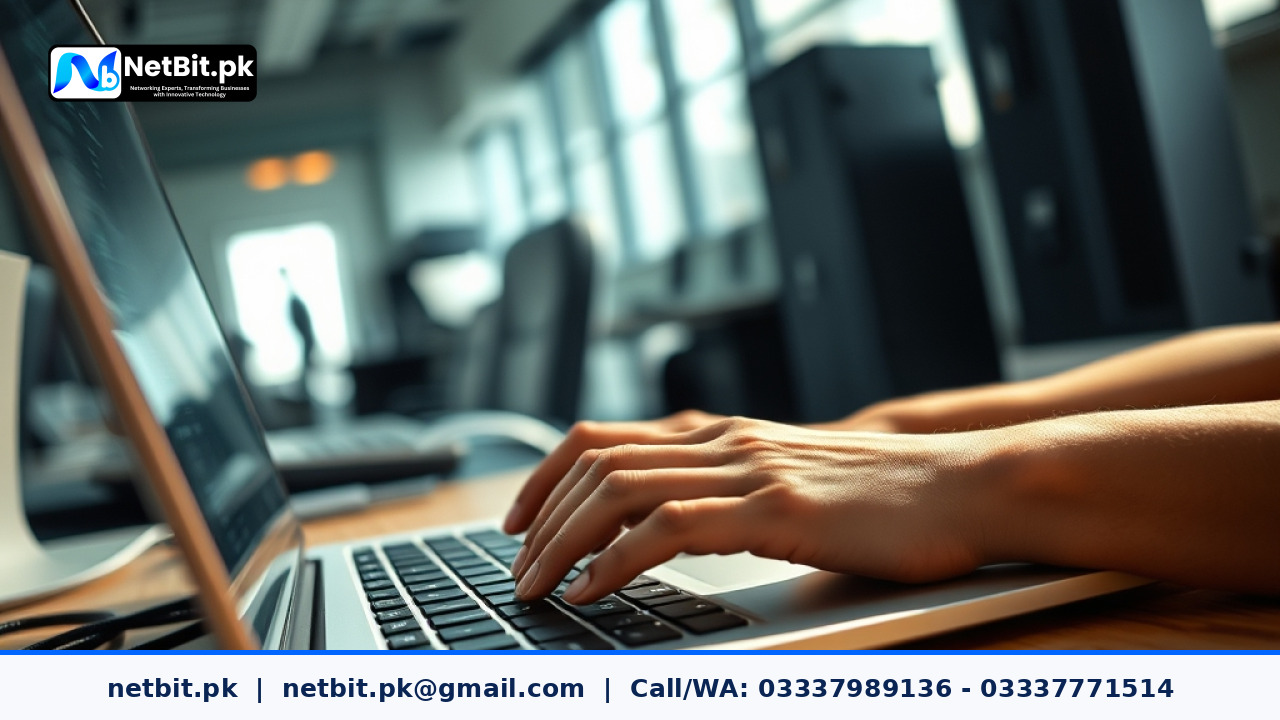 Close-up of a web developer reviewing technical code on a modern workspace screen | NetBit Software House and Technology | netbit.pk