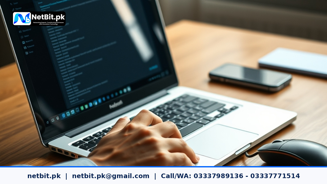 Office technician performing system maintenance on a desktop computer | NetBit Software House and Technology | netbit.pk
