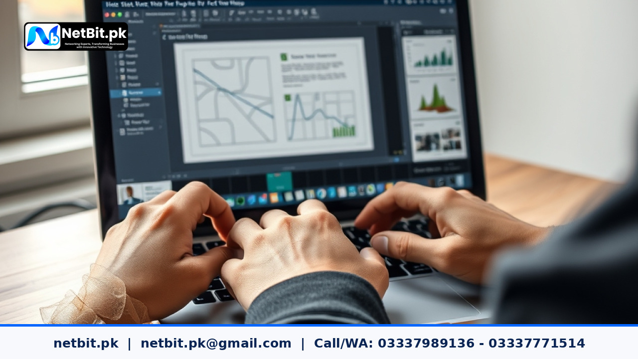 Designer adjusting vector shapes and corner radii on a computer screen | NetBit Software House and Technology | netbit.pk