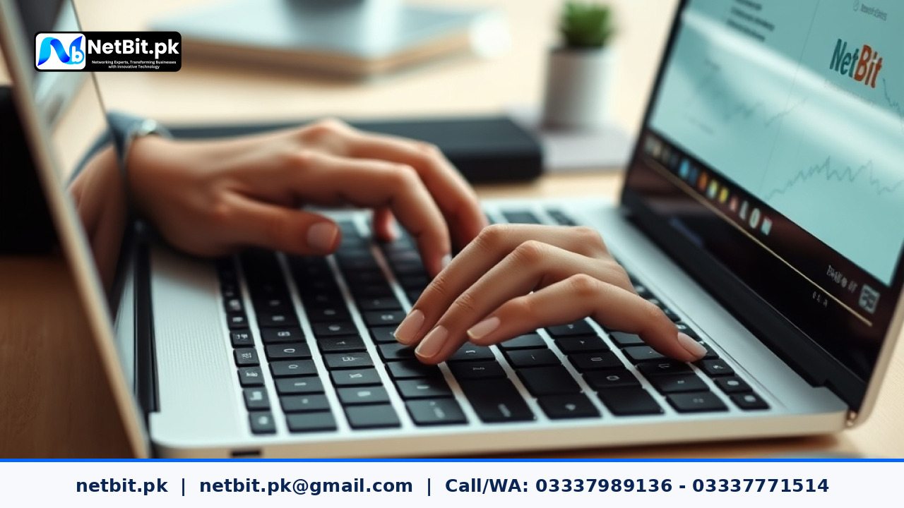 Web designer adjusting padding values on a laptop screen in a modern office workspace | NetBit Software House and Technology | netbit.pk