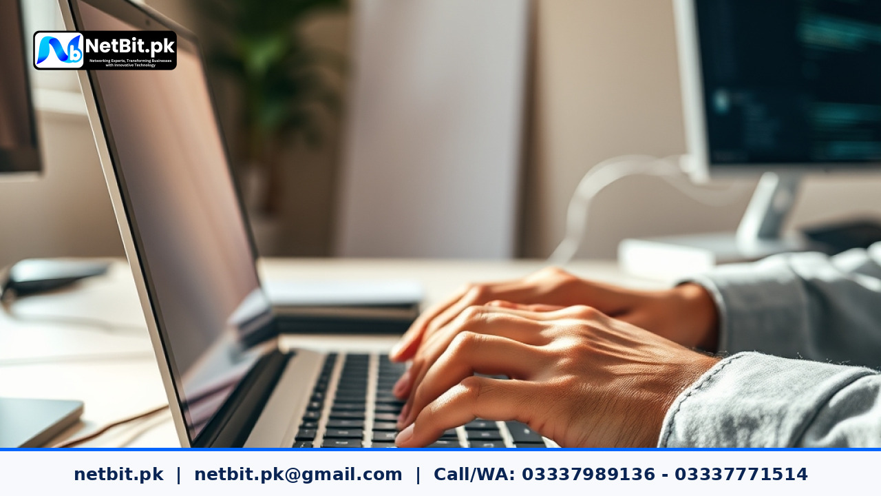 Developer configuring AI model parameters on a modern laptop in an office setting | NetBit Software House and Technology | netbit.pk