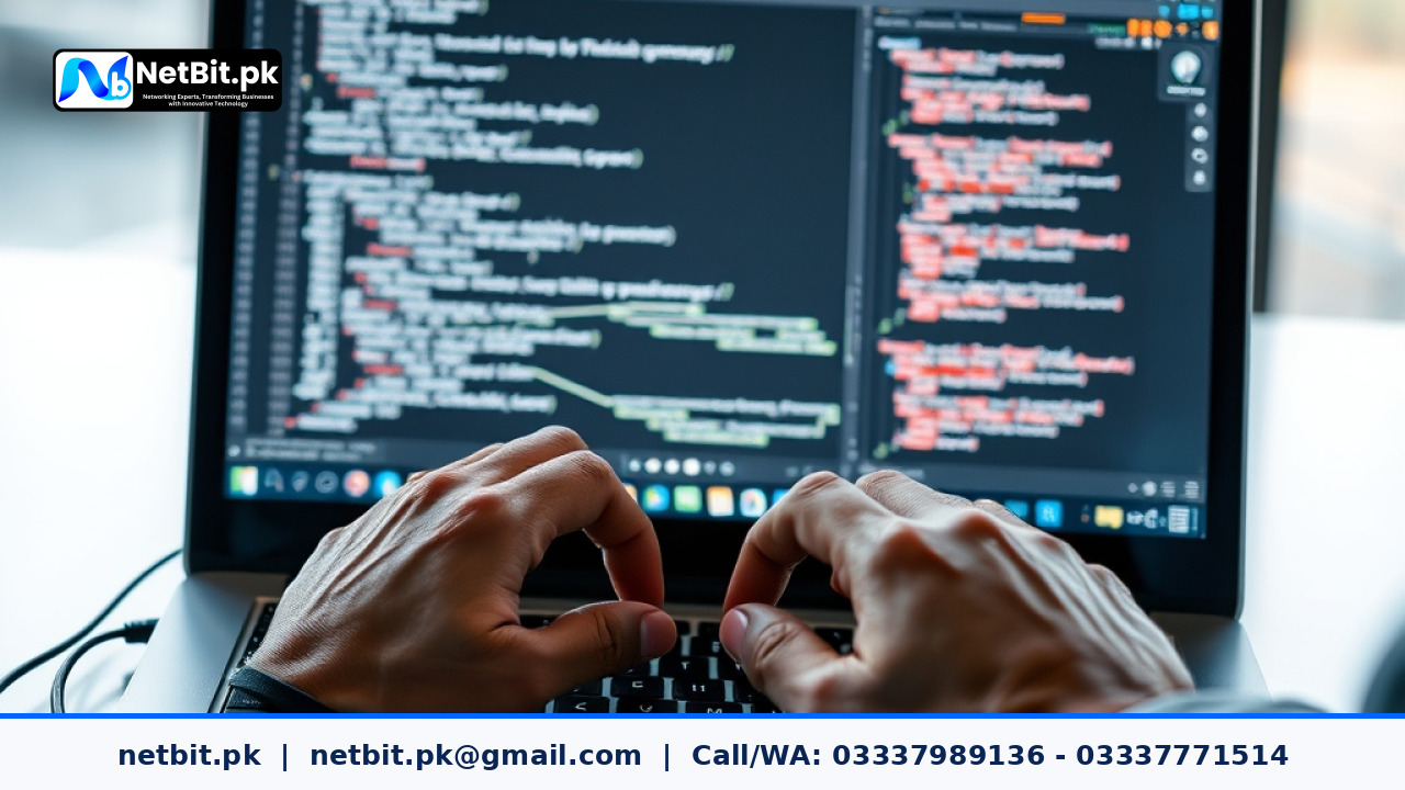 Office automation software dashboard displayed on a modern business laptop | NetBit Software House and Technology | netbit.pk