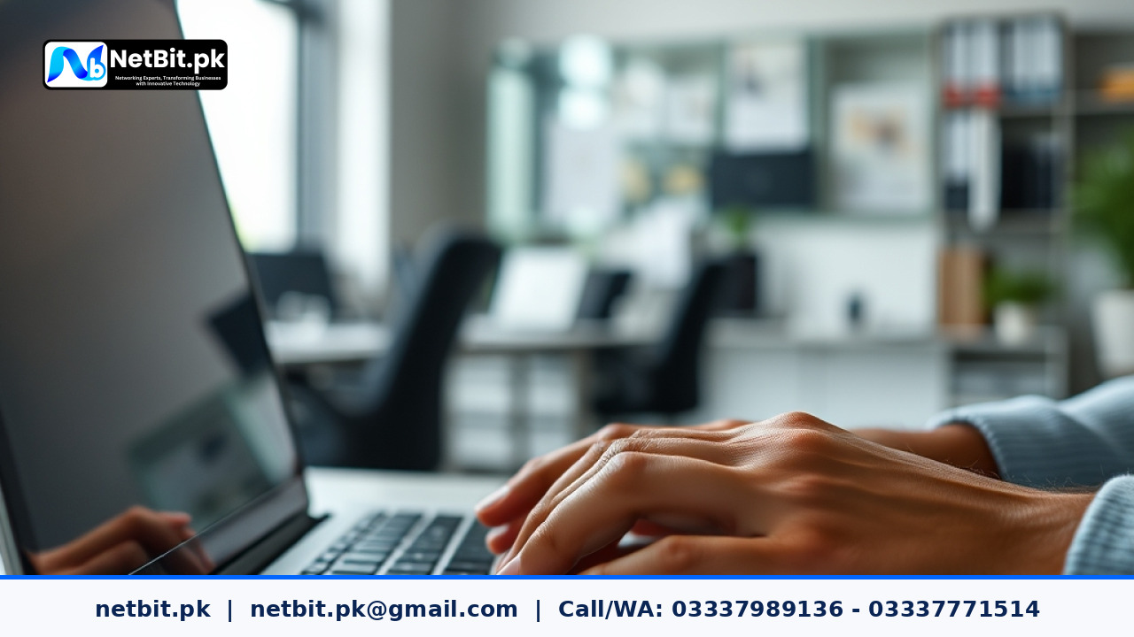 Close-up of a web designer adjusting typography settings on a modern laptop with natural office lighting