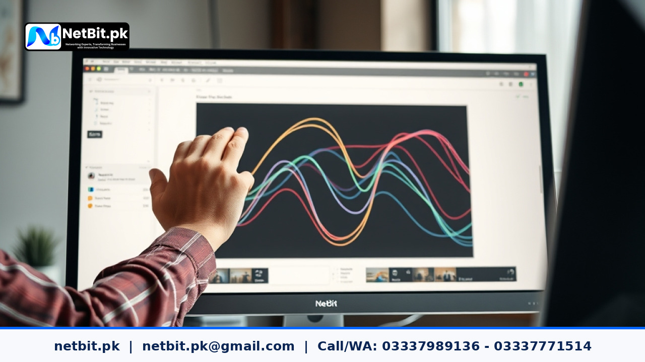 Designer working on vector logo assets on a modern computer display