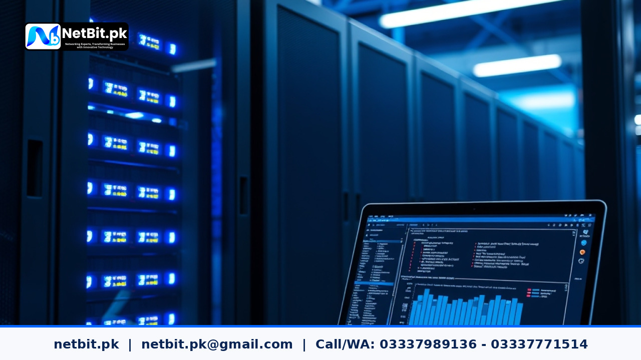 System administrator managing server rack hardware and log rotation settings on screen