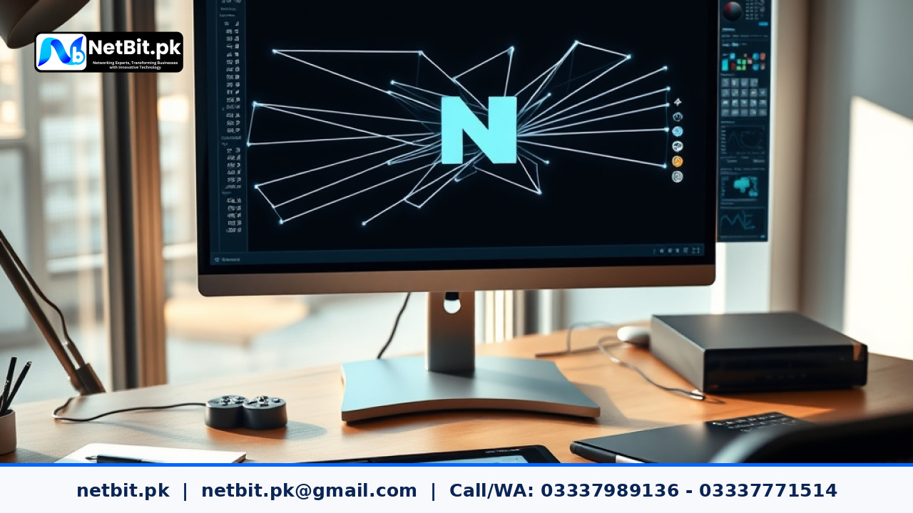 A professional graphic designer inspecting and optimizing clean vector logo paths on a large high-resolution monitor in an office.