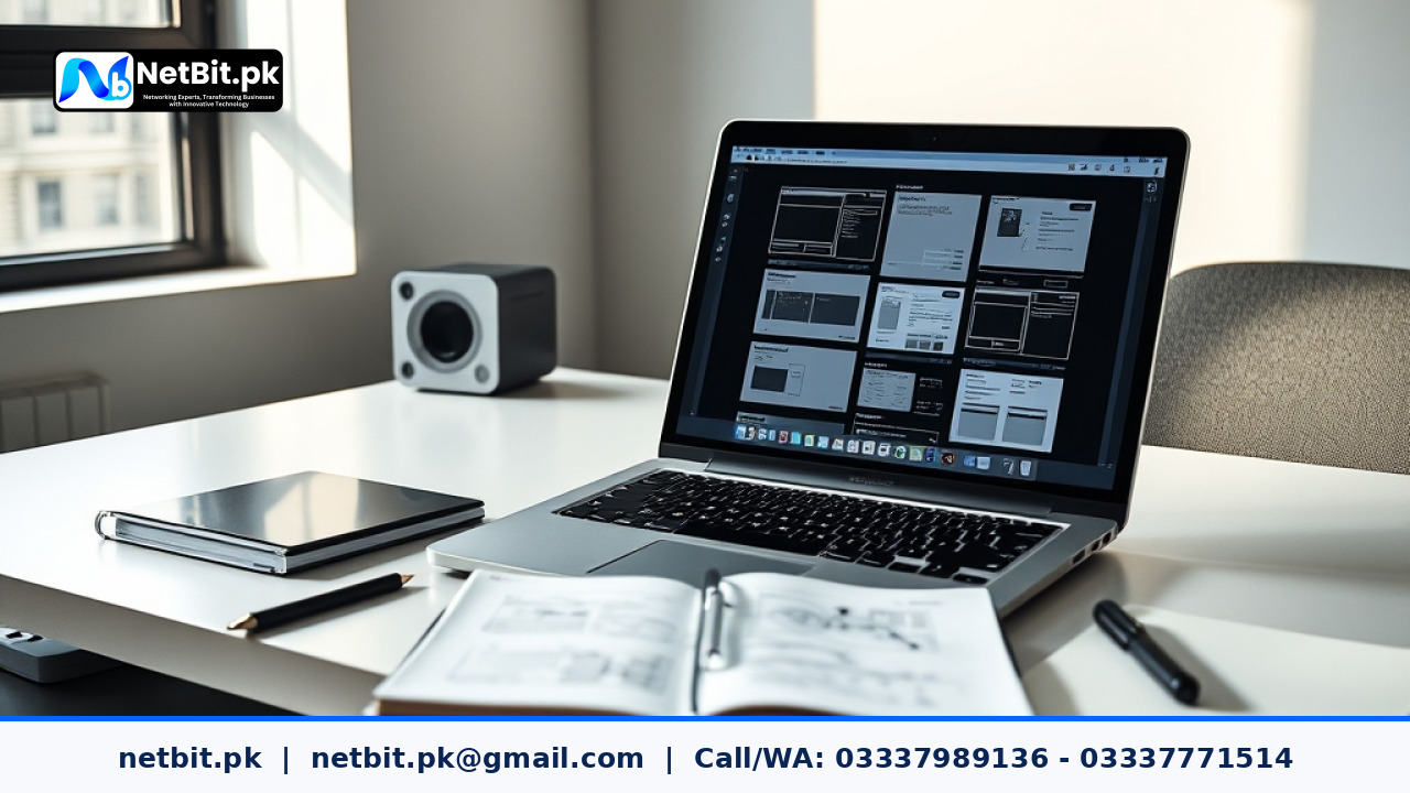 Professional web design and UI UX workspace at NetBit Software House